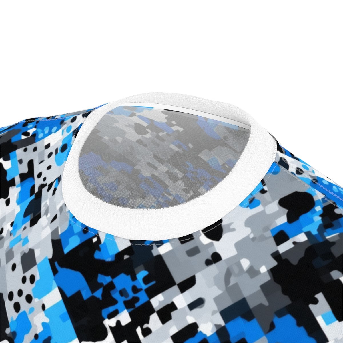 FOURWORD CREATIVE - Amazing Blue Digi Splatter Camo - Unisex Cut & Sew Tee (AOP) - Image 7