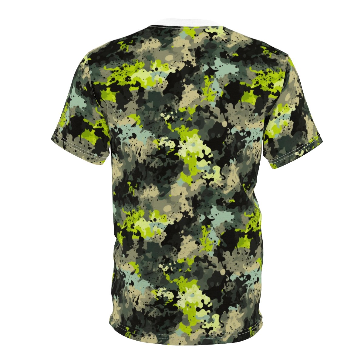 FOURWORD CREATIVE - Dark Green and Black Digi Splatter Camo - Unisex Cut & Sew Tee (AOP) - Image 2