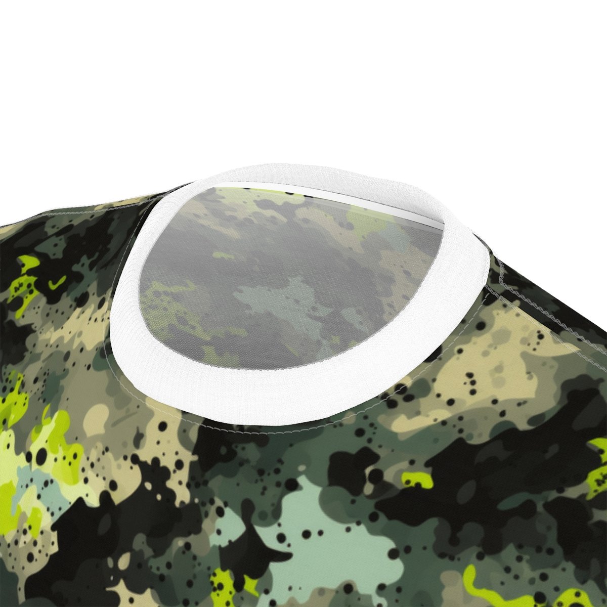 FOURWORD CREATIVE - Dark Green and Black Digi Splatter Camo - Unisex Cut & Sew Tee (AOP) - Image 7