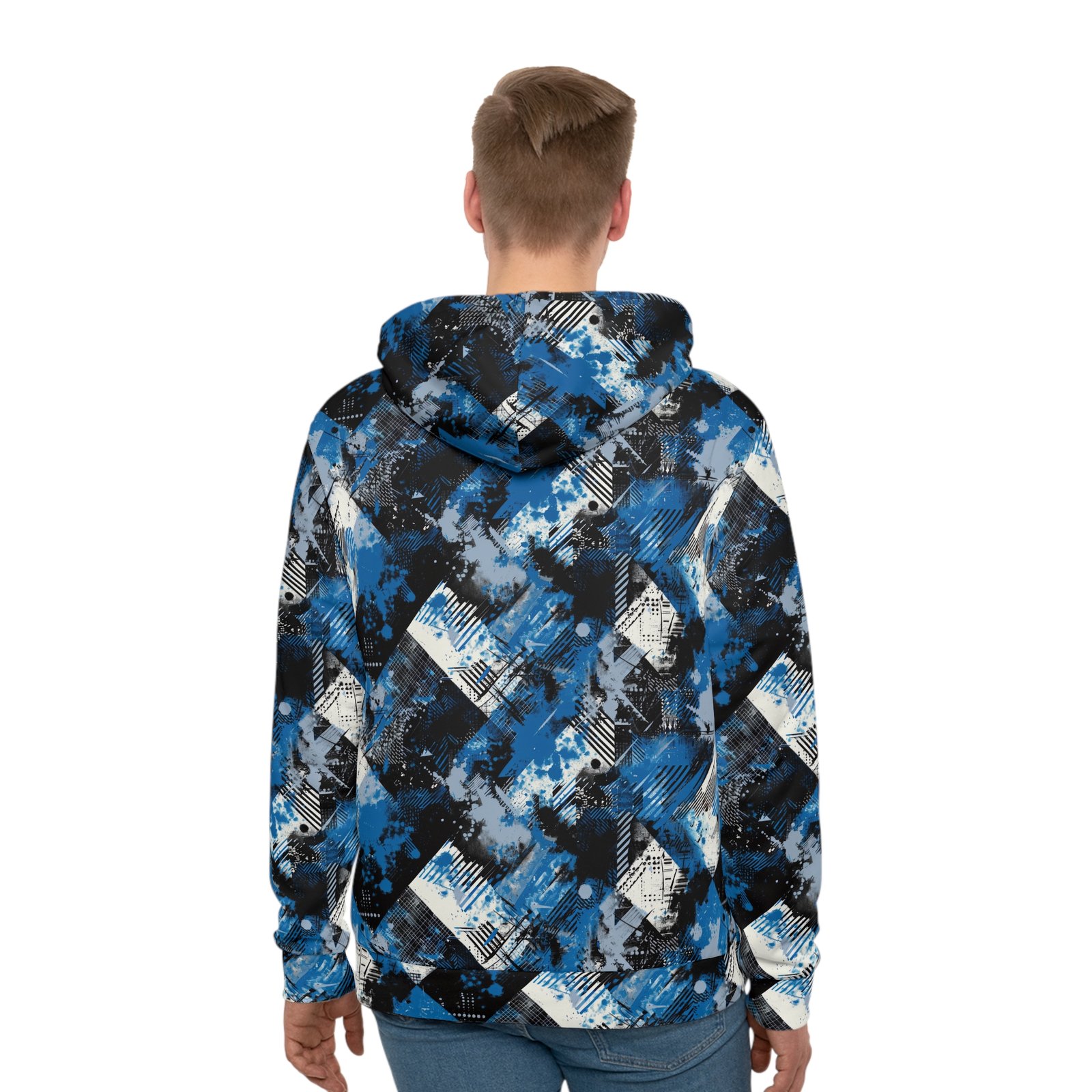 Amazing Blue Digi Mesh Camo - FOURWORD CREATIVE - Men's Hoodie (AOP) - Image 4