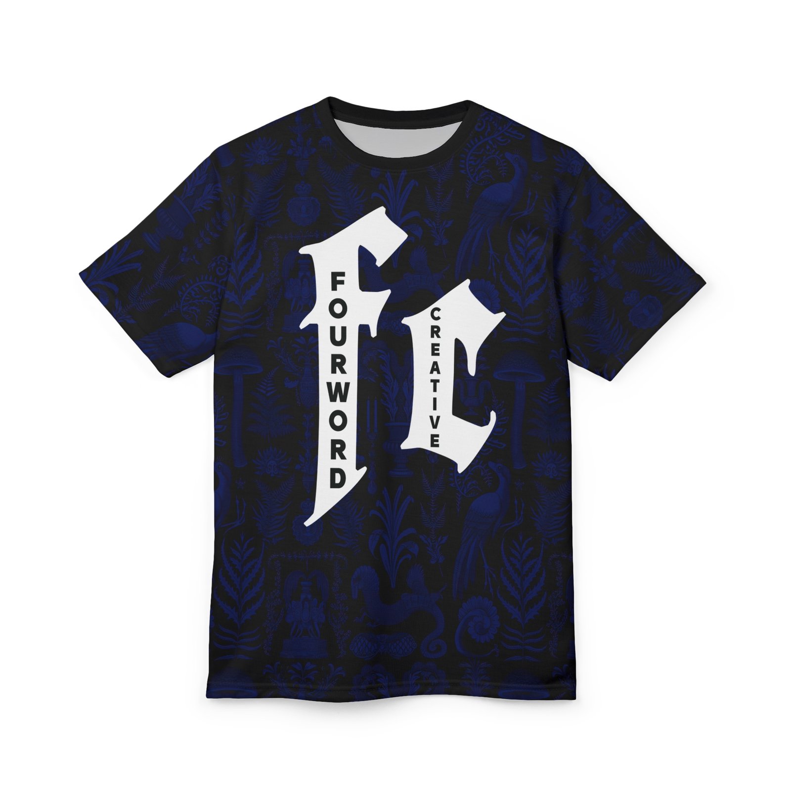 Dark Blue Medieval Plants - FOURWORD CREATIVE - Unisex Tee - Image 2