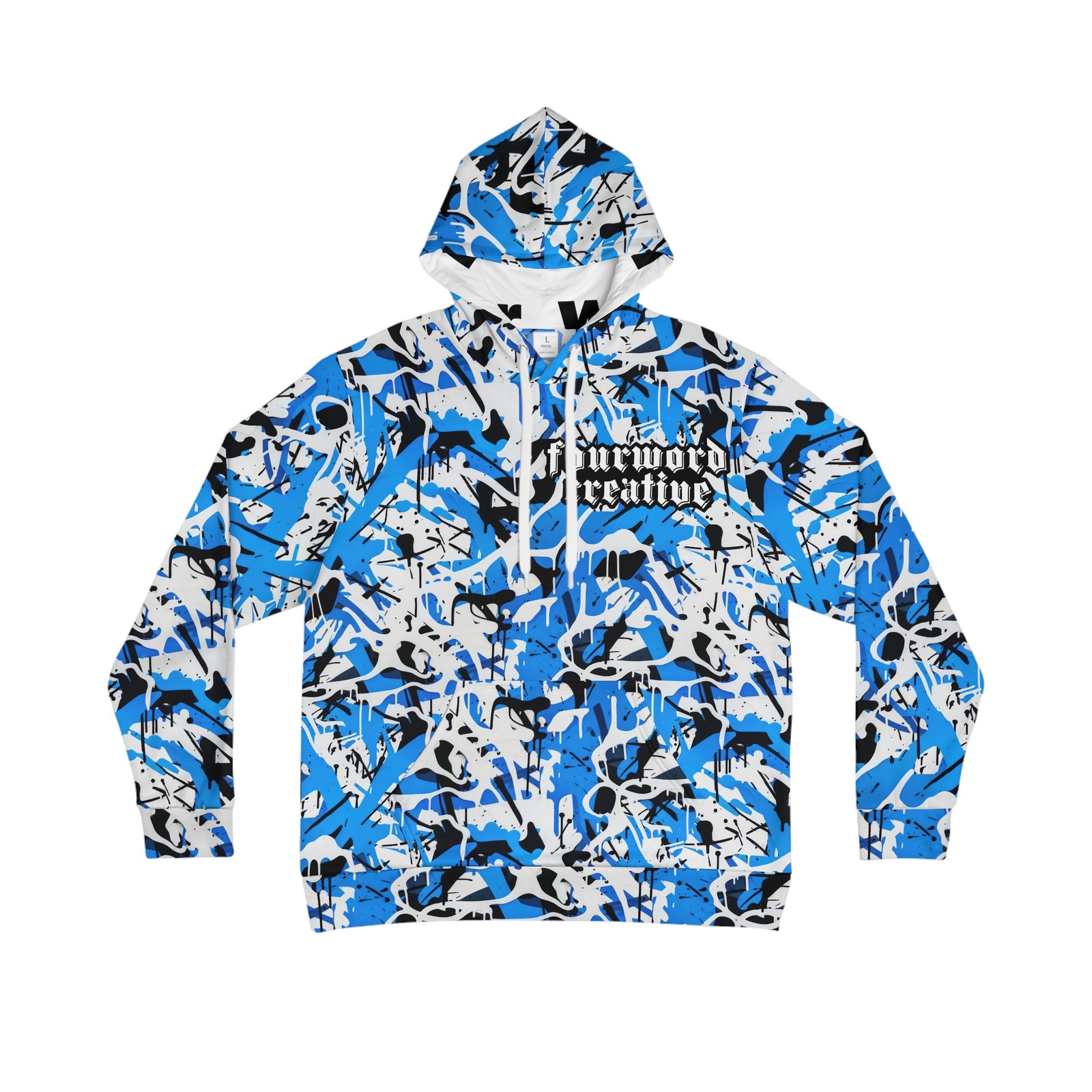 Blue High Contrast Splatter Camo - FOURWORD CREATIVE - Men's Hoodie (AOP)