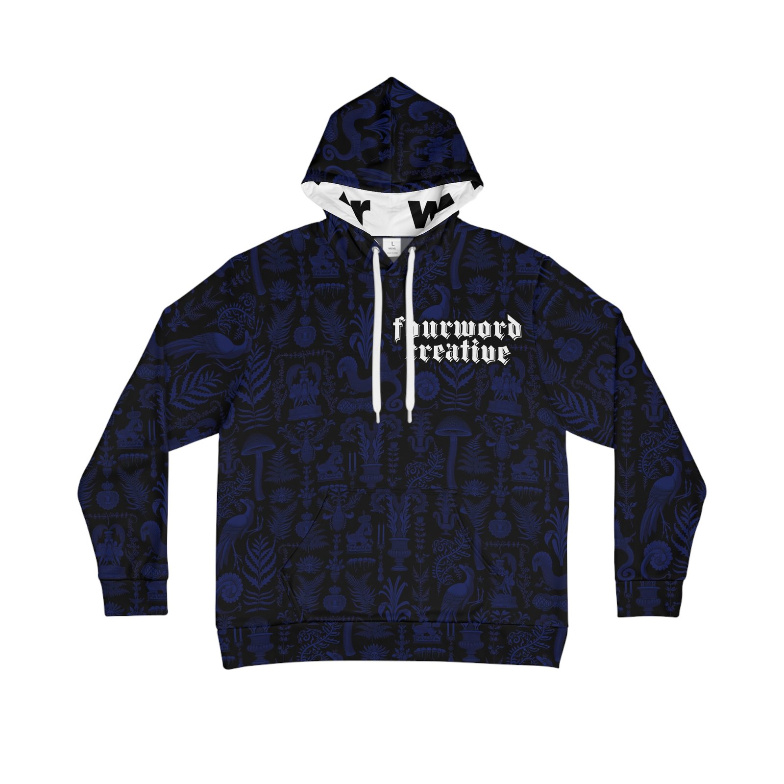 Medieval Nature Men's Hoodie - Black/Blue Pattern by FOURWORD CREATIVE